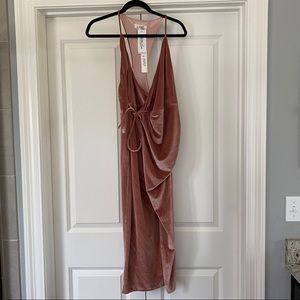 NWT Blush velvet wrap slip dress.